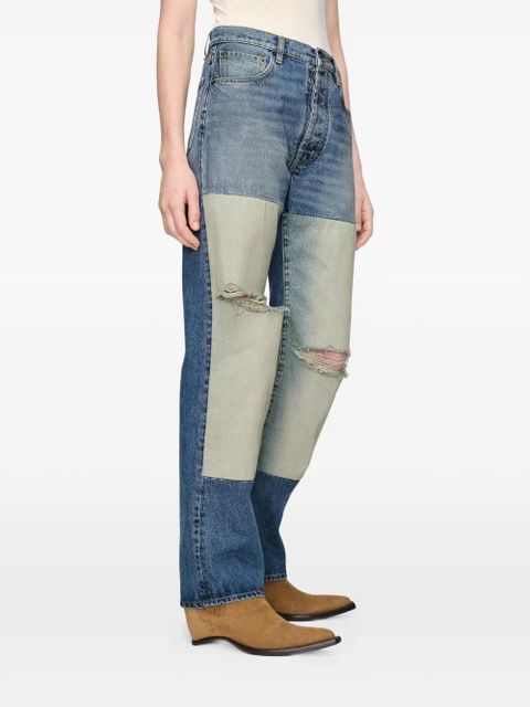 Maison Margiela distressed-detail patchwork denim jeans - Blue