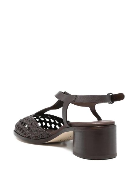 Hereu T-strap woven heeled pumps - Brown