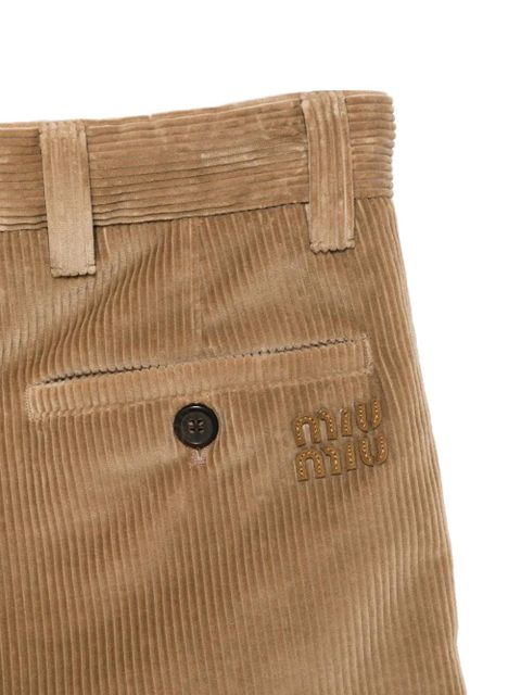 Miu Miu pleated raw-hem shorts - Neutrals