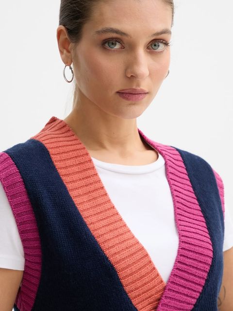 United Colors of Benetton kamizelka z dodatkiem wełny damski kolor granatowy 16YCE403M