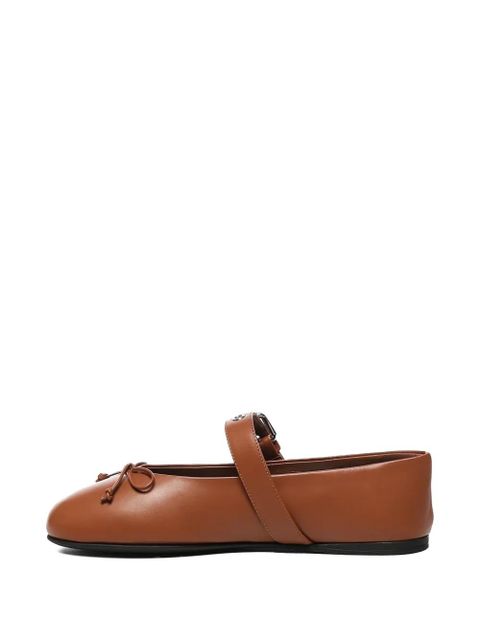 Miu Miu buckle-strap bow ballet flats - Brown