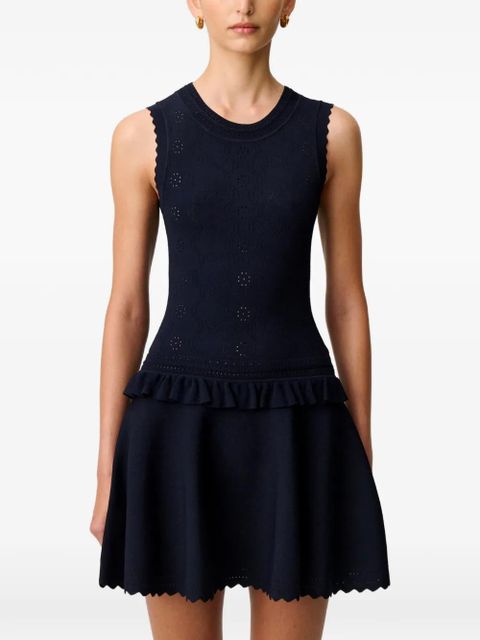 Claudie Pierlot scalloped ruffled knitted dress - Blue