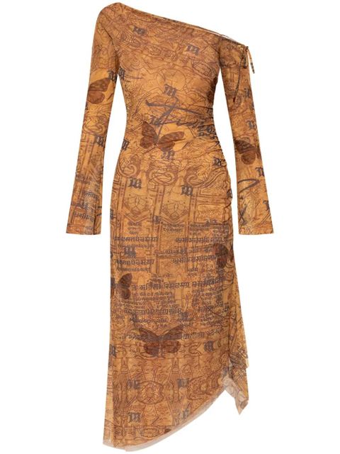 MISBHV abstract-pattern print midi dress - BROWN - zdjęcie produktu nr 1