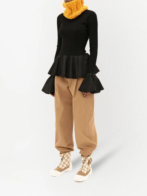 JW Anderson rib-knit peplum top - Black
