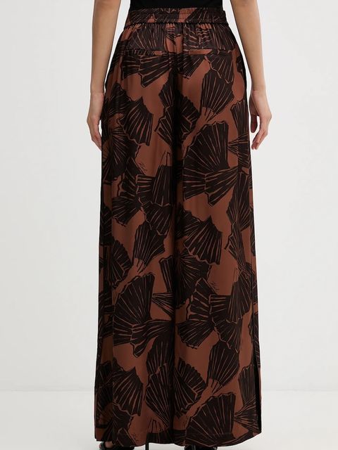 Karl Lagerfeld spodnie damskie kolor brązowy szerokie high waist B1W10013