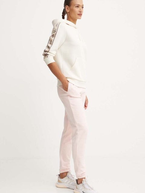 Guess bluza CARLA damska kolor beżowy z kapturem z aplikacją V4YQ11 KB3P2 - zdjęcie produktu nr 2