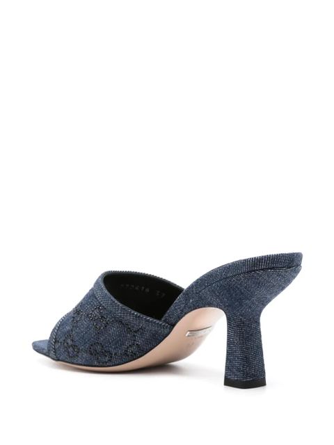 Gucci 80mm GG-monogram denim mules - Blue