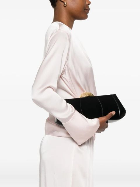 Giuseppe Zanotti Eve hammered-dome clasp clutch bag - Black - zdjęcie produktu nr 2