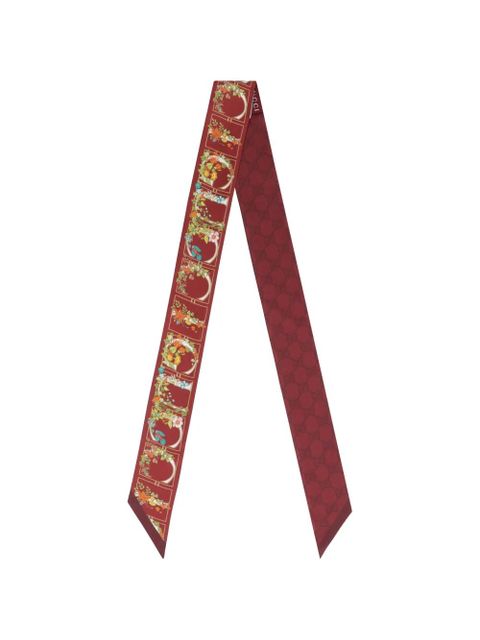 Gucci printed silk twill ribbon - Red - zdjęcie produktu nr 1