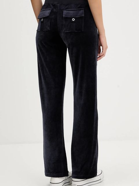 Juicy Couture spodnie dresowe welurowe damskie kolor granatowy z aplikacją JCGBJ225010 - zdjęcie produktu nr 2