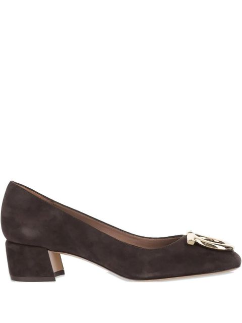 Ferragamo 70mm Gancini-detail suede heeled pumps - Brown - zdjęcie produktu nr 1