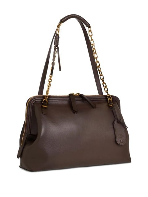 ETRO chain-trimmed leather shoulder bag - Brown
