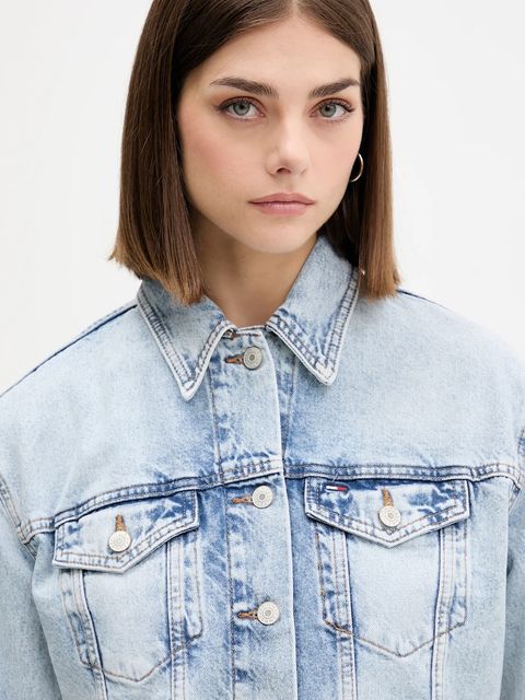 Tommy Jeans kurtka jeansowa kolor niebieski przejściowa oversize DW0DW21063