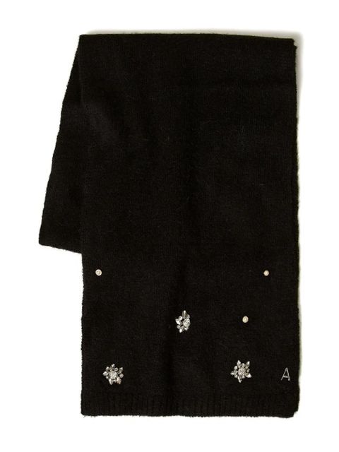 TWINSET crystal-embellished knitted scarf - Black - zdjęcie produktu nr 1