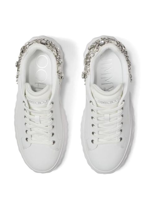 Jimmy Choo Diamond Maxi crystal-embellished sneakers - White