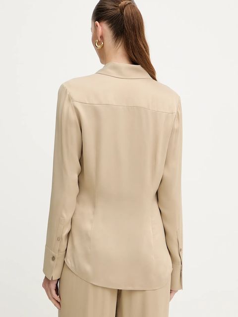 BOSS koszula damska kolor beżowy regular z kołnierzykiem klasycznym 50542007