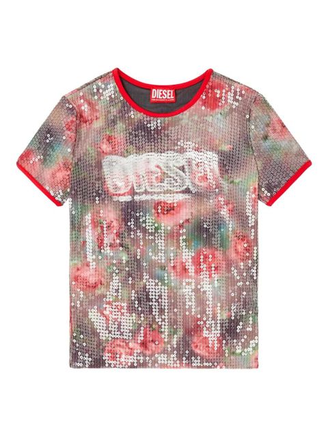 Diesel sequin floral T-UNKYEL t-shirt - Brown - zdjęcie produktu nr 1