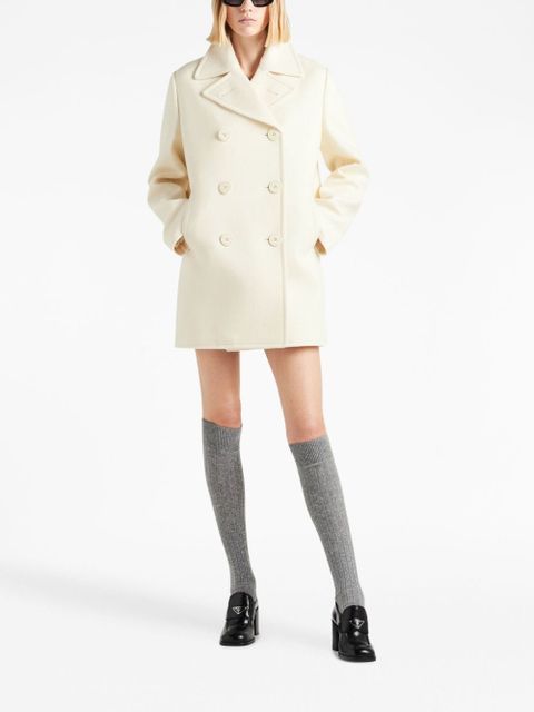Prada double-breasted wool peacoat - Neutrals