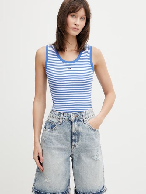 Tommy Jeans top bawełniany z elastanem - zdjęcie produktu nr 2