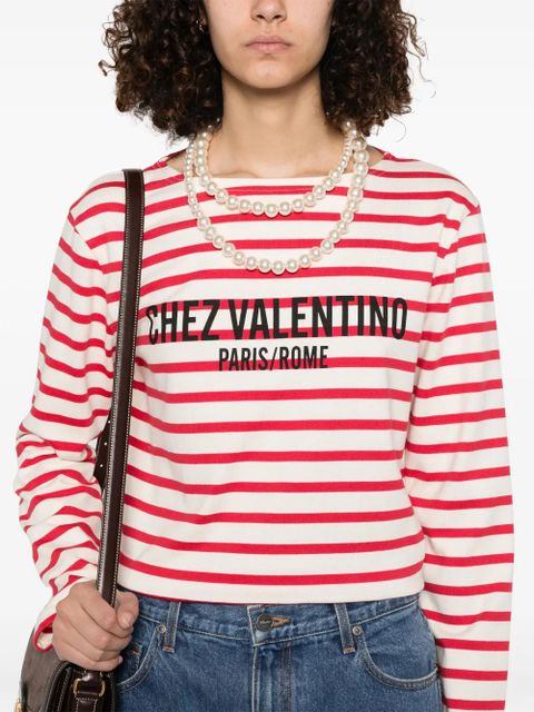 Valentino Garavani Chez-print long-sleeve cotton T-shirt - Neutrals