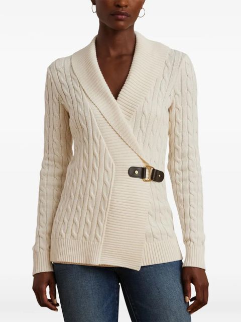 Lauren Ralph Lauren cable-knit buckle-fastening cardigan - White