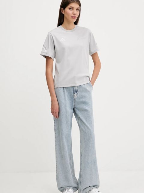 adidas t-shirt bawełniany x Mercedes damski kolor szary JW3482 - zdjęcie produktu nr 2