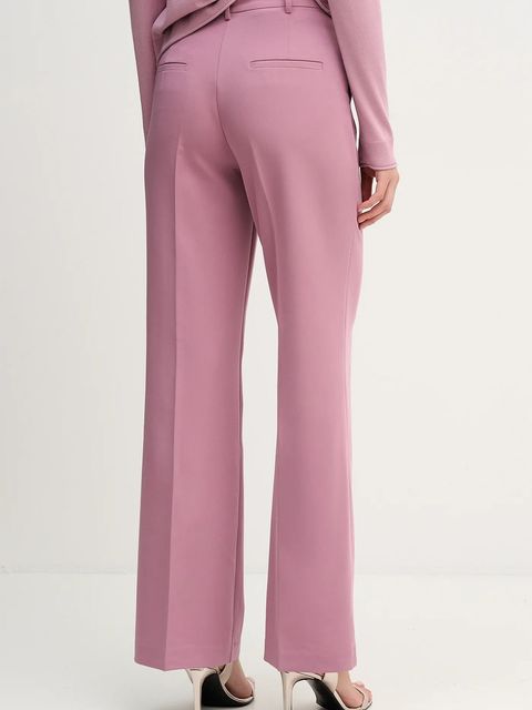 Sisley spodnie damskie kolor różowy proste high waist 4KVXLF02I