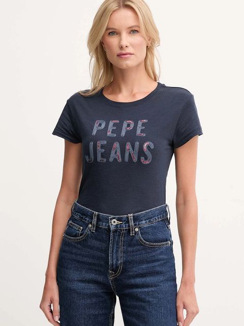 Pepe Jeans t-shirt bawełniany damski kolor granatowy PL5000045 - zdjęcie produktu nr 1