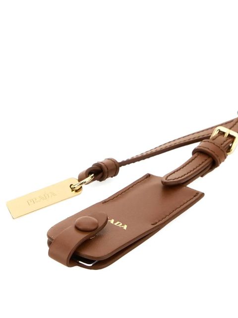 Prada logo-tag leather keyring - Brown