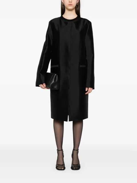 TOTEME collarless silk coat - Black