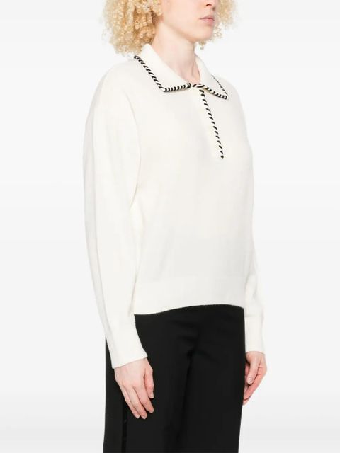 SANDRO braided-trims polo top - Neutrals