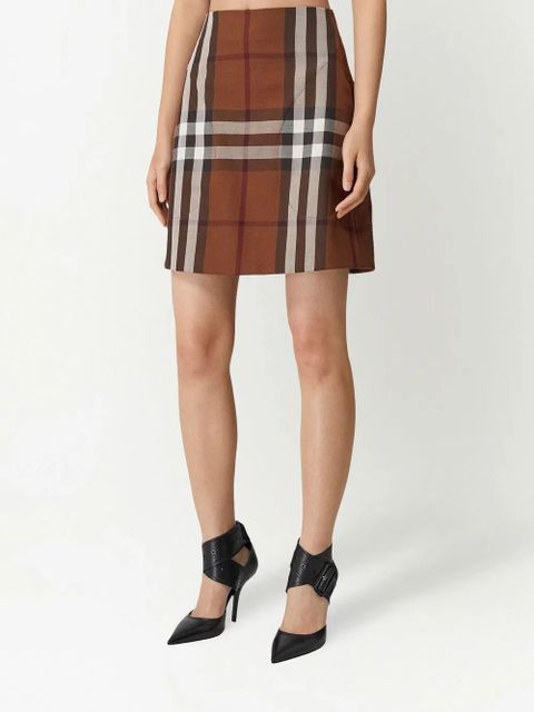 Burberry check-print wool-blend skirt - Brown