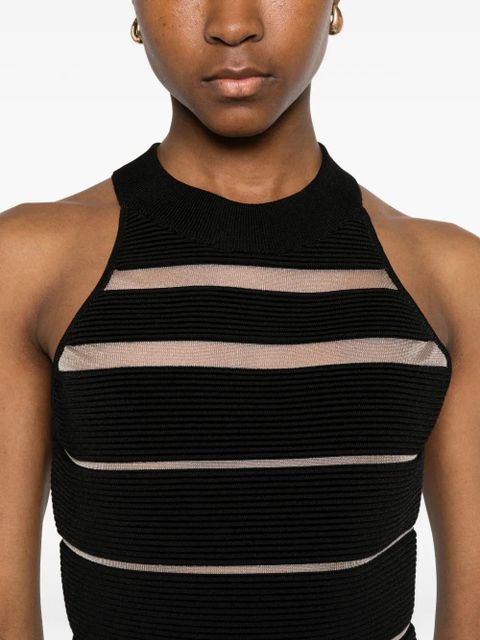 Balmain striped sleeveless mini dress - Black