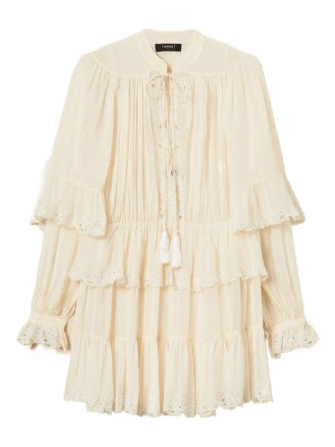 TWINSET embroidered georgette dress - Neutrals - zdjęcie produktu nr 1
