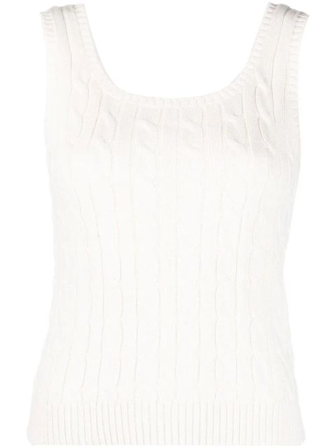 Lauren Ralph Lauren cable-knit scoop-neck top - Neutrals - zdjęcie produktu nr 1