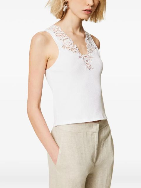 TWINSET lace-trim knitted top - White