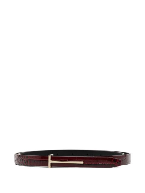 TOM FORD croc-effect buckle belt - Red - zdjęcie produktu nr 1