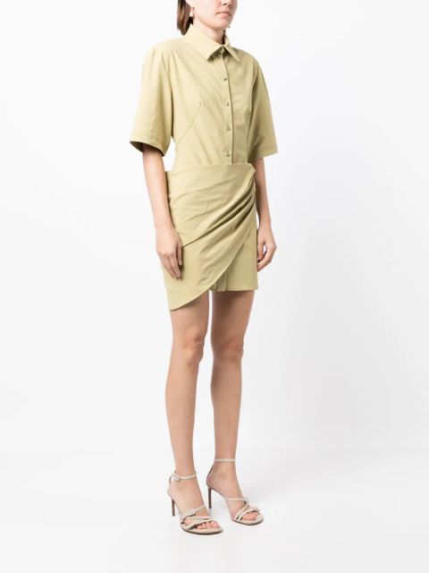 Jacquemus gathered-detail shirt dress - Brown