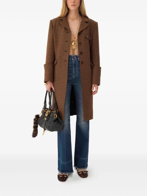 Chloé wool houndstooth single-breasted coat - Brown - zdjęcie produktu nr 2
