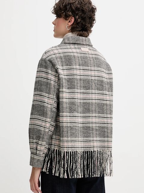 Pepe Jeans kurtka z dodatkiem wełny kolor szary przejściowa PL4024341