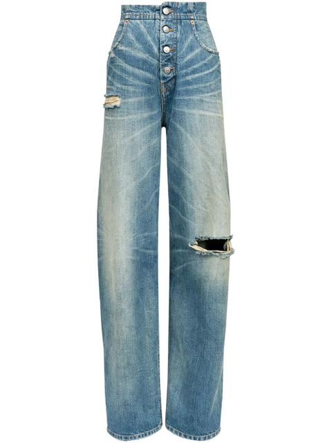 MM6 Maison Margiela distressed straight jeans - Blue - zdjęcie produktu nr 1