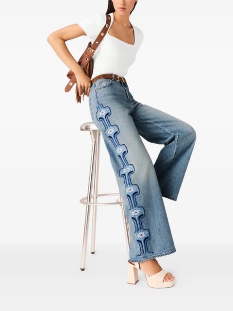 Maje pattern straight-leg jeans - Blue