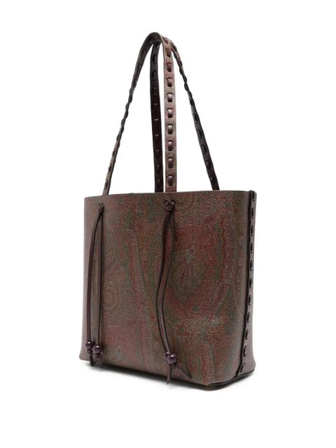 ETRO paisley-pattern braided-handle tote bag - Brown