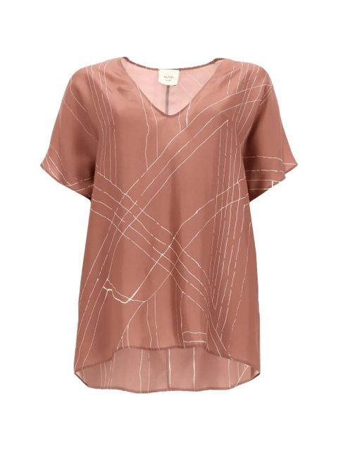 Alysi abstract-print V-neck top - Brown - zdjęcie produktu nr 1