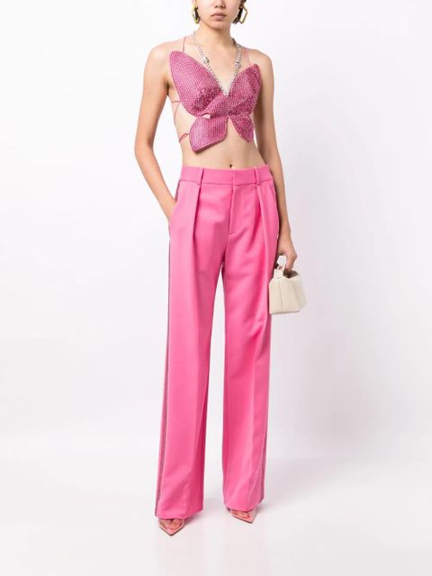 AREA crystal-embellished palazzo trousers - Pink