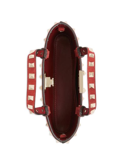 Valentino Garavani Rockstud mini suede shopping bag - Red