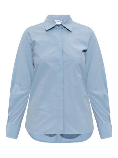Max Mara logo-embroidered cotton shirt - Blue - zdjęcie produktu nr 1