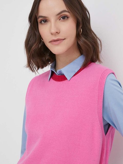 United Colors of Benetton kamizelka kolor różowy lekki