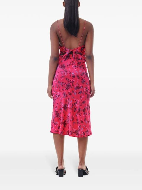 GANNI floral-print satin slip dress - Pink