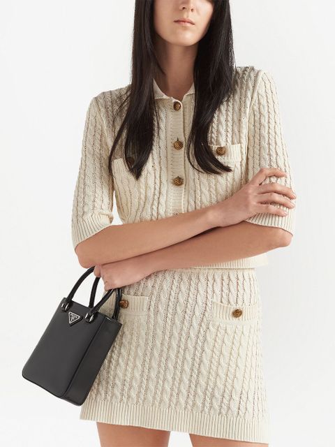 Prada cable-knit cotton miniskirt - Neutrals
